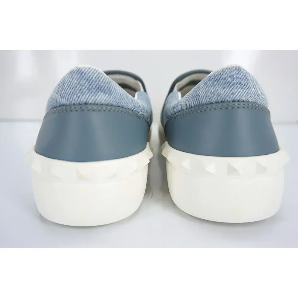 Valentino Denim Butterfly Skater Sneaker SZ 38.5 Slip On Flat NIB $945